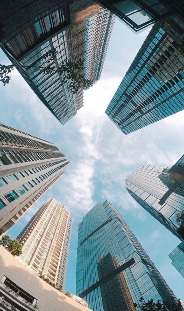 City office towers seen from below